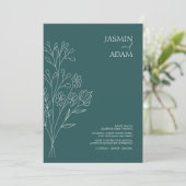 Minimale maraginedrukbruine wilde bloemen bruiloft kaart (Staand voorkant)