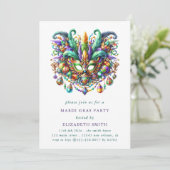 Minimale Mardi Gras Mask Party Uitnodiging (Staand voorkant)