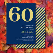 Minimale Marine Blauw Goud Typografie Verjaardag Kaart