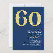 Minimale Marine Blauw Goud Typografie Verjaardag Kaart (Voorkant)