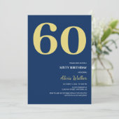 Minimale Marine Blauw Goud Typografie Verjaardag Kaart (Staand voorkant)