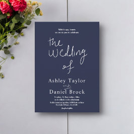 Minimale Marine Blauw Wit Delicate Modern Wedding Kaart