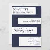 Minimale Marine Blauw Wit Elegant Chic 50e Verjaar Kaart (Voorkant)