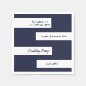 Minimale Marine Blauw Wit Elegant Chic 50e Verjaar Servet (Voorkant)