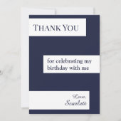 Minimale Marine Blauw Wit Elegant Chic Verjaardag Bedankkaart (Voorkant)