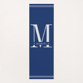 Minimale Marine Blauw & Wit Monogram Yogamat (Voorkant)