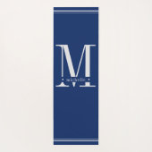 Minimale Marine Blauw & Wit Monogram Yogamat (Achterkant)