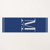Minimale Marine Blauw & Wit Monogram Yogamat (Voorkant (horizontaal))
