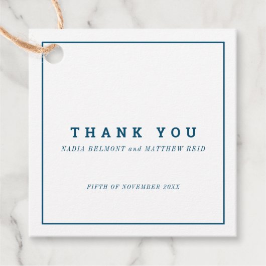 Minimale marine en witte bruiloft bedankt u bedankjes labels (Voorkant)