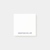 Minimale marine en witte monogram 3x3 post-it® notes (Voorkant)