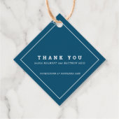 Minimale marine met witte tekst bruiloft dank u bedankjes labels (Voorkant)