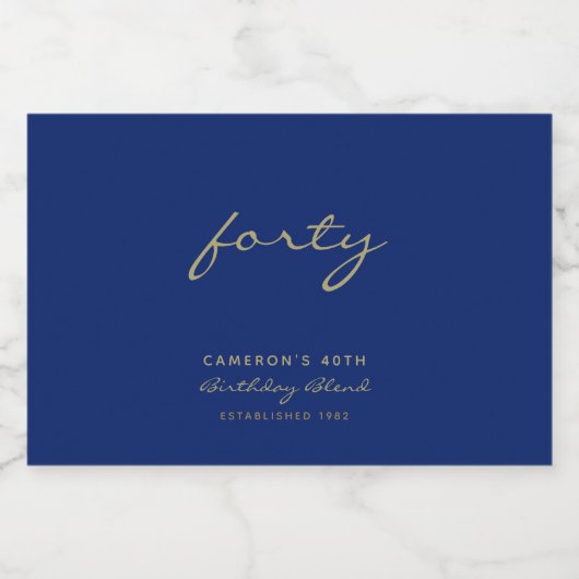 Minimale marineblauw en goudleeftijd op zaterdag likeurfles etiket (Enkel label)