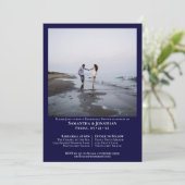 Minimale marineblauw-fotorepetitie voor bruiloft kaart (Staand voorkant)