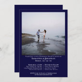 Minimale marineblauw-fotorepetitie voor bruiloft kaart (Voorkant / Achterkant)