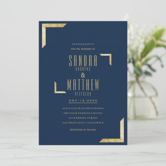 Minimale marineblauw glitter Weddenschap Kaart (Staand voorkant)