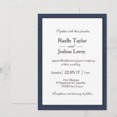 Minimale marineblauw-grijze strepen bruiloft kaart (Voorkant / Achterkant)