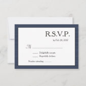 Minimale marineblauw, grijze strepjes RSVP Kaart (Voorkant)