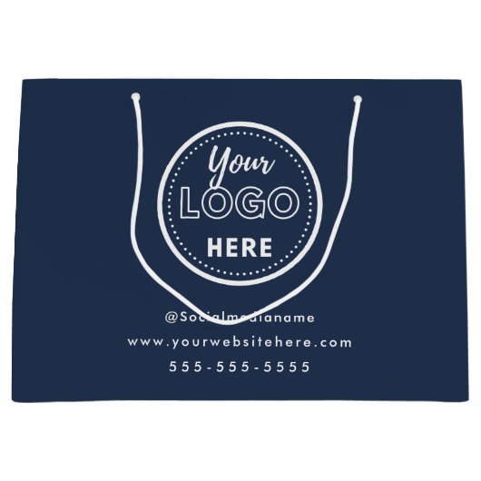 Minimale marineblauw Logo met professionele merken Groot Cadeauzakje (Voorkant)