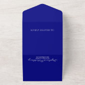 Minimale marineblauw met heart Modern Wedding All In One Uitnodiging (Buitenkant)
