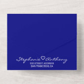 Minimale marineblauw met heart Modern Wedding All In One Uitnodiging (Achterkant)