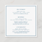 Minimale marineblauw wit vierkant bruiloft details informatiekaartje (Achterkant)