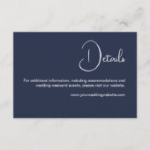 Minimale marineblauwe bruiloft — Gegevens Informatiekaartje (Voorkant)