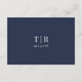 Minimale marineblauwe bruiloft — Gegevens Informatiekaartje (Achterkant)