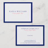 Minimale marineblauwe grens op wit visitekaartje (Voorkant / Achterkant)