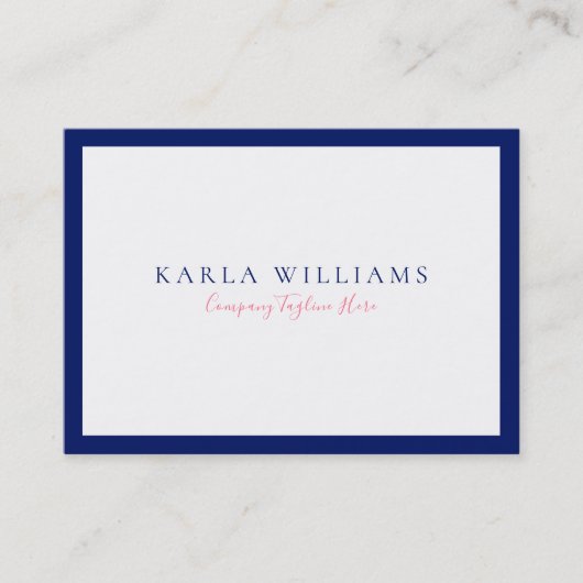 Minimale marineblauwe grens op wit visitekaartje (Voorkant)