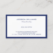 Minimale marineblauwe grens op wit visitekaartje (Achterkant)
