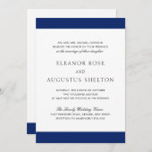 Minimale marineblauwe legant modern huwelijk kaart (Voorkant / Achterkant)