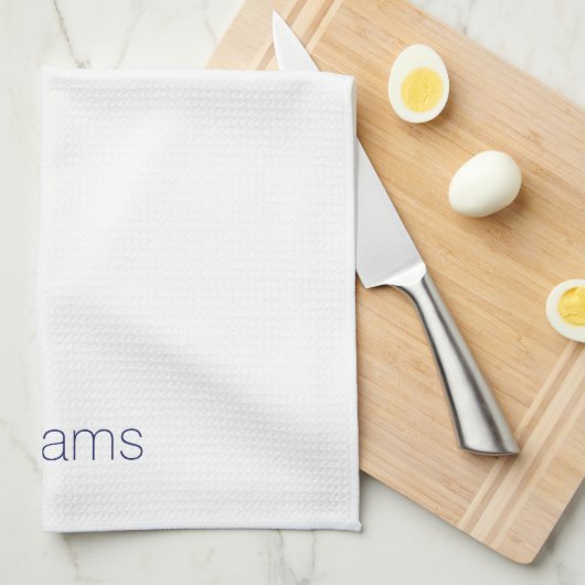 Minimale marineblauwe witte douanenaam monogram theedoek (Quarter Fold)