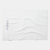 Minimale marineblauwe witte douanenaam monogram theedoek (Horizontaal)