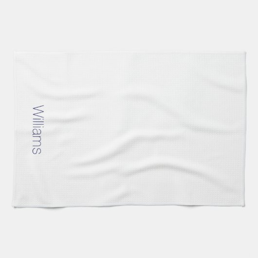 Minimale marineblauwe witte douanenaam monogram theedoek (Horizontaal)