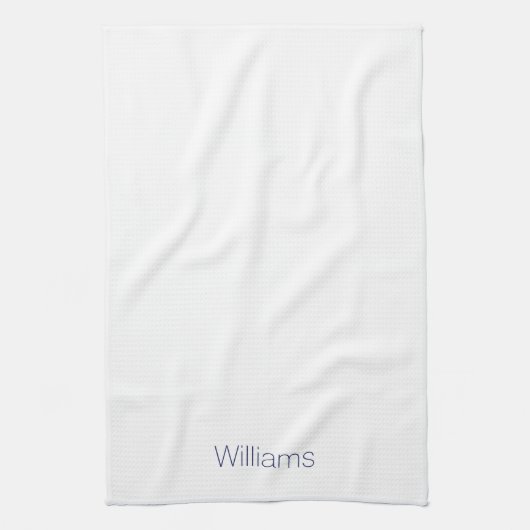 Minimale marineblauwe witte douanenaam monogram theedoek (Verticaal)