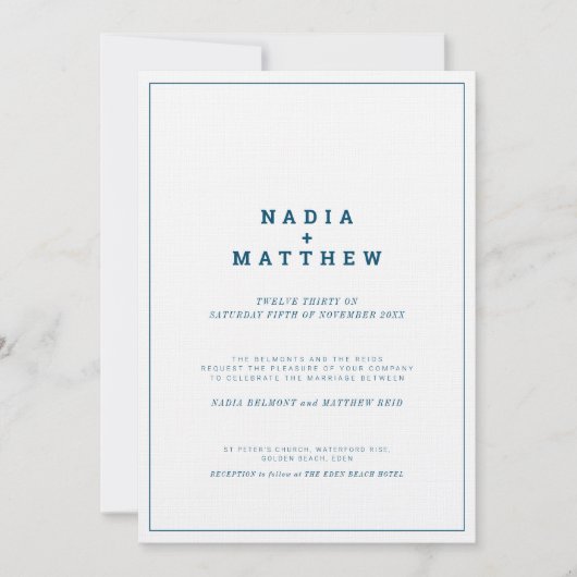 Minimale marinebruiloft voor witte verticale tekst kaart (Voorkant)