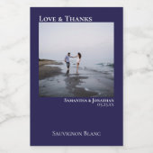 Minimale marinefoto's van Liefde en Bedankt Wijn Etiket (Enkel label)