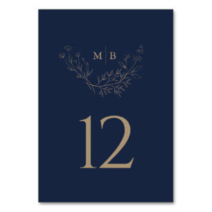 Minimale marinegoudplechtige monogram kaart