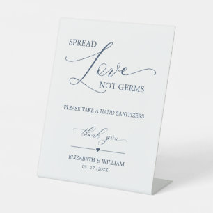 Minimale marinekalligrafie Spread Love Not Germs Reclamebord Met Voetstuk