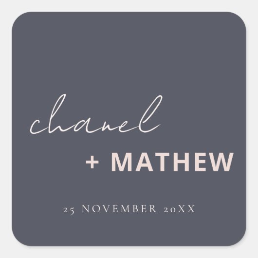 Minimale marinesluiting in zwart Script Typografie Vierkante Sticker (Voorkant)