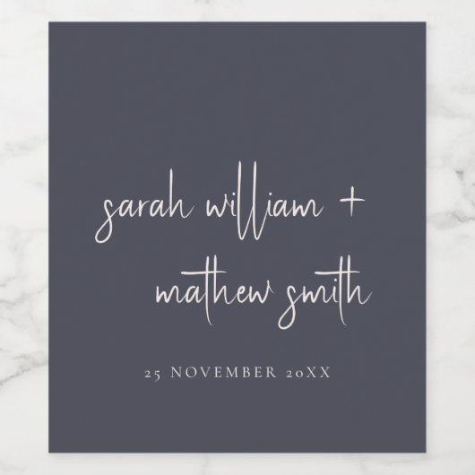 Minimale marinesluiting in zwart Script Typografie Wijn Etiket (Enkel label)