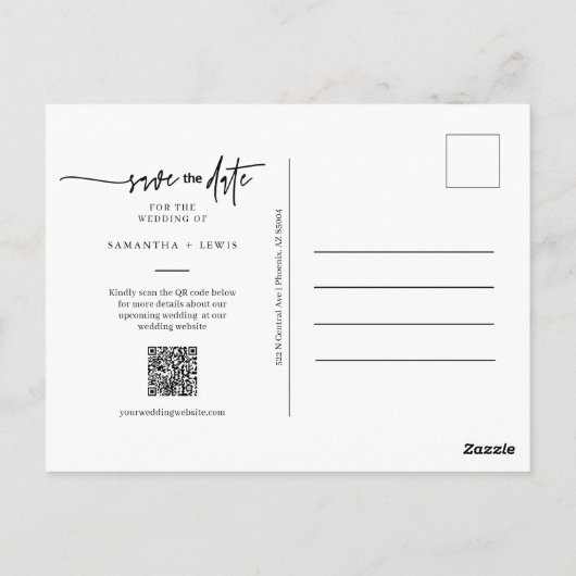 Minimale marinesonische groene QR-fotocode sparen Briefkaart (Achterkant)