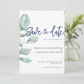 Minimale marineverbinding met eucalyptus Blue Wedd Kaart (Staand voorkant)