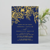 Minimale marinevliegtuigen Bouquet Wedding Real Folie Uitnodiging (Staand Voorkant)