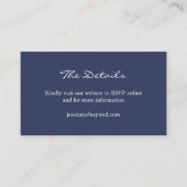 Minimale marinewebsite voor blauwe bruiloften informatiekaartje (Voorkant)