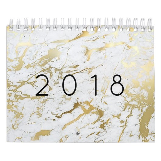 Minimale marmer White Carrara Silver Gold Stone Kalender (Hoes)