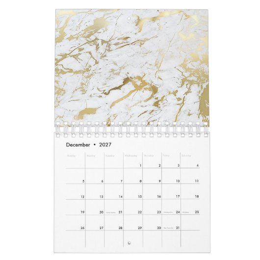 Minimale marmer White Grey Silver Roos Gold Stone Kalender (Dec 2027)