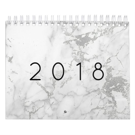 Minimale marmer White Grey Silver Roos Gold Stone Kalender (Hoes)