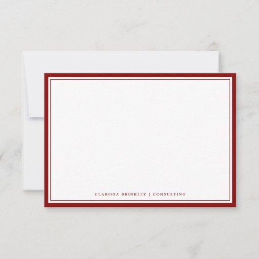 Minimale maroon-flatbriefkaart notitiekaartje (Voorkant)