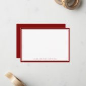 Minimale maroon-flatbriefkaart notitiekaartje (Voorkant / Achterkant in situ)